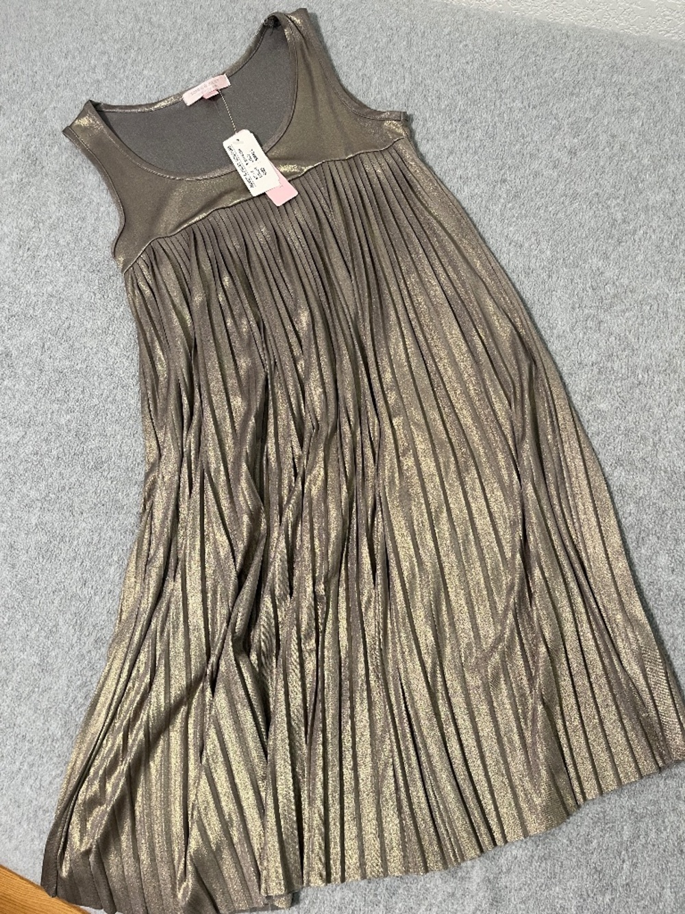 Gold HOCO Party Mini Dress Sm Cocktail Pleated Shimmer Celestial